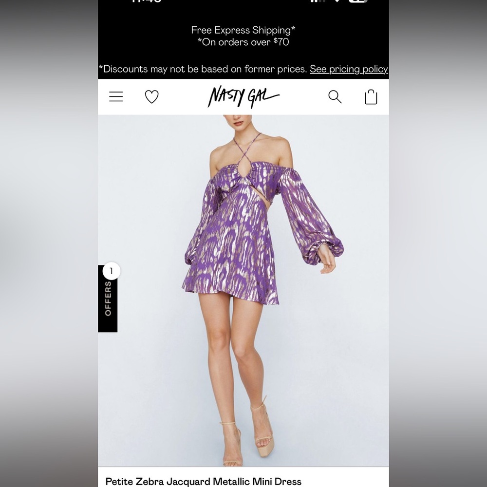 Nasty Gal zebra jacquard metallic mini dress